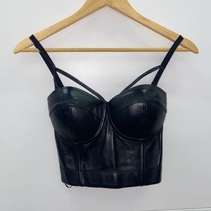 Faux Leather Bustier Top